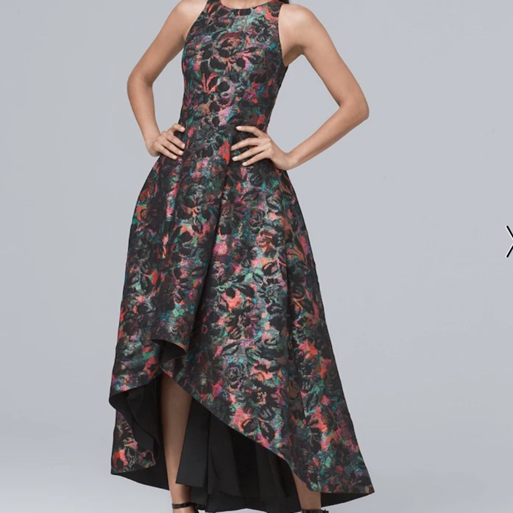 Aidan Mattox Jacquard High-Low Fit & Flare Dress